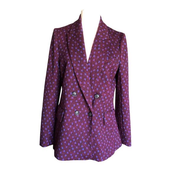 DVF Diane von Furstenberg NWT Bien Graphic Print Double Breasted Blazer Size 6 - Picture 2 of 16